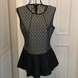 Parker top with leather trim